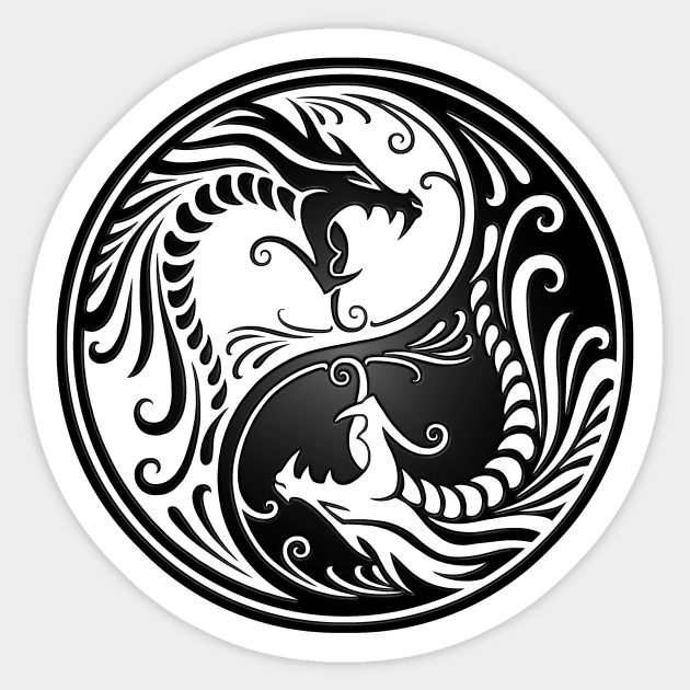 White and Black Yin  Yang  Dragons  Yin  Yang  Sticker 